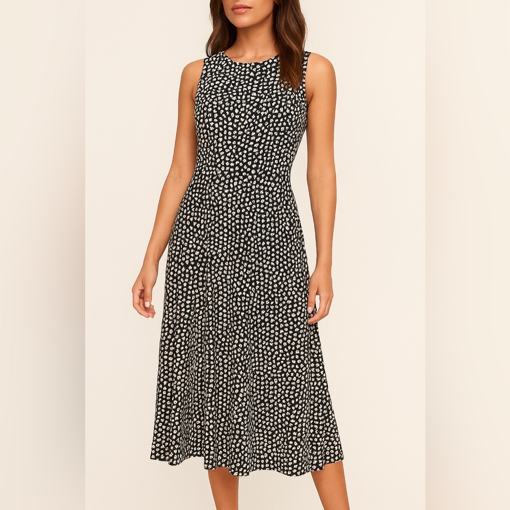 Forever 21 Brown and Cream Spotted Midi Dress